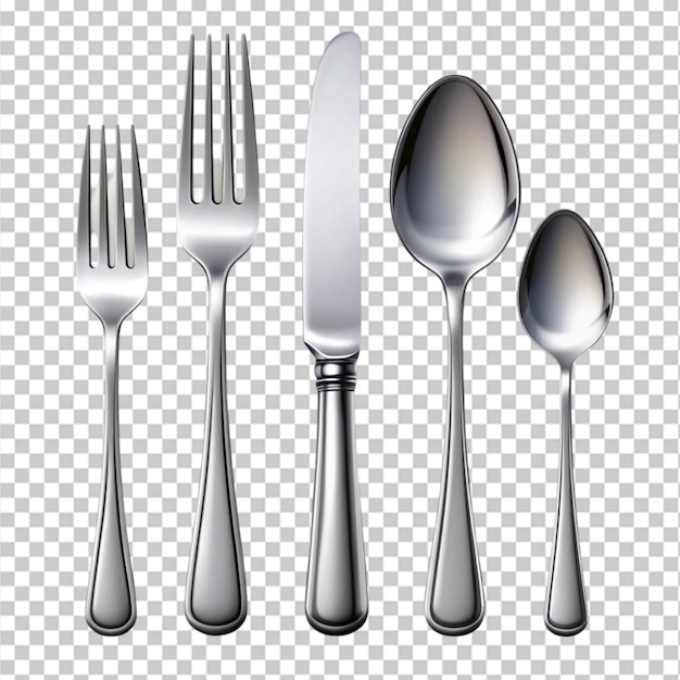 A set of silverware and spoons with a knife and spoon