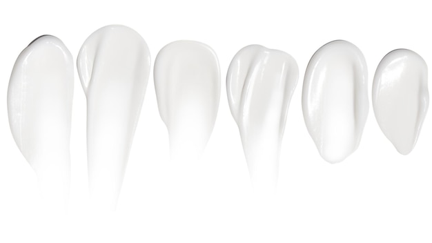 A set of smears of cosmetic cream on a blank background PNG