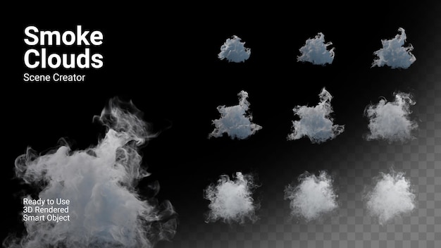 Set of Smoke Clouds Isolated