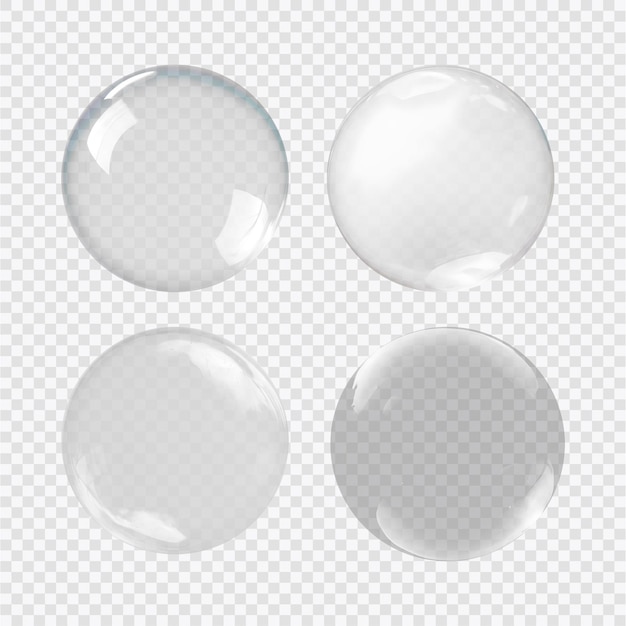 PSD set of soap bubbles on a transparent background