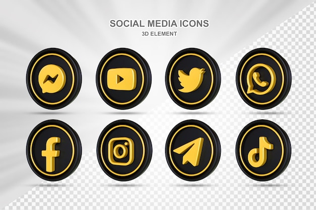 PSD a set of social media icons with the social media icons on them.