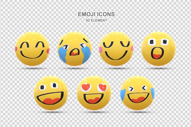 PSD set of social media reaction 3d emoticon