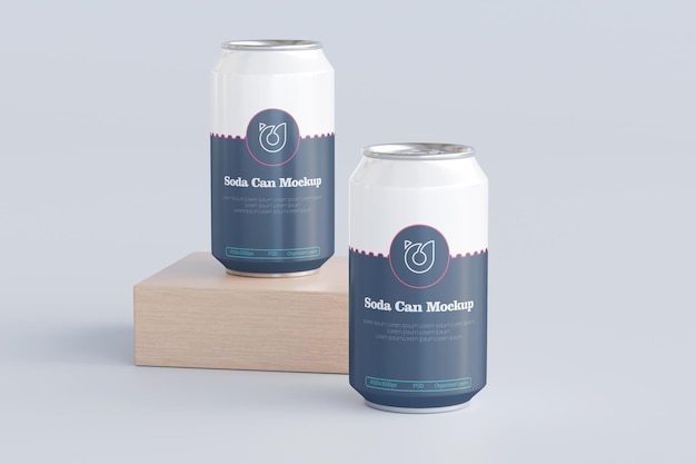 Set of Soda or Tin Can Packaging PSD Mockup Isolated