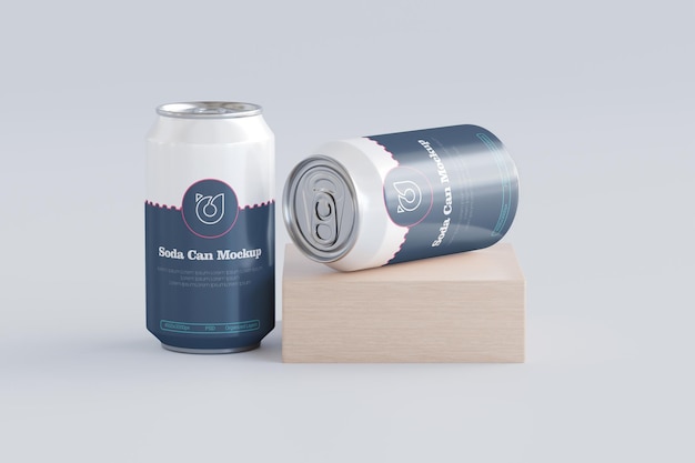 Set of Soda or Tin Can Packaging PSD Mockup Isolated