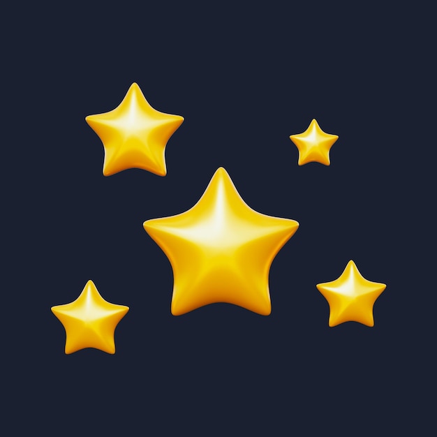 PSD set of sparkling star 3d icons pack