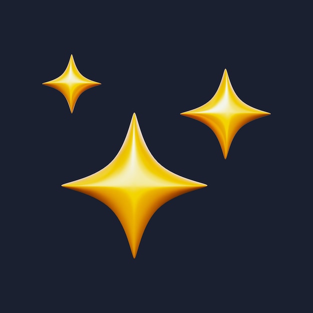 Set of sparkling star 3d icons pack