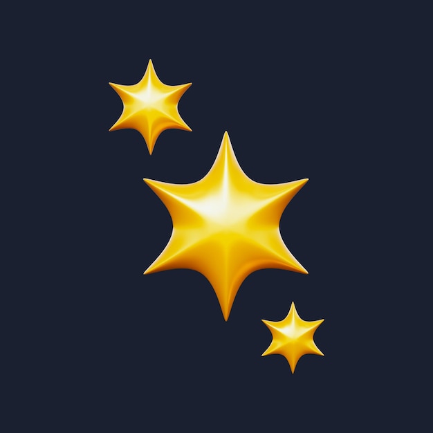 PSD set of sparkling star 3d icons pack