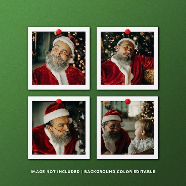 PSD set of square paper frame photo mockup for christmas