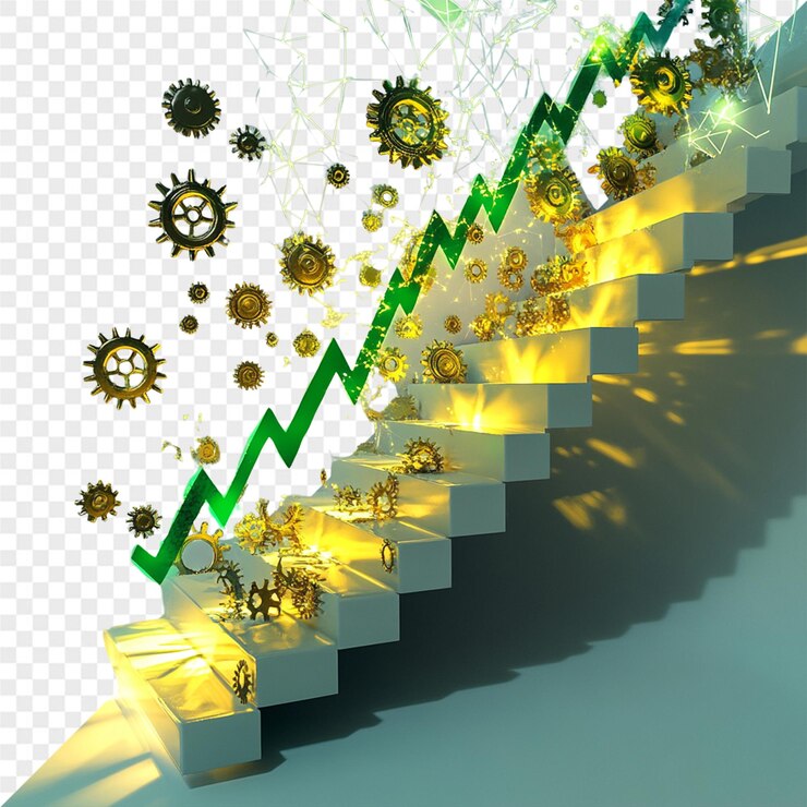 PSD a set of stairs with gears and gears on them