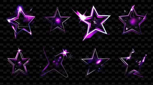 Set of stars on a black background