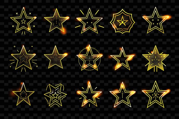 PSD a set of stars with yellow stars on a black background