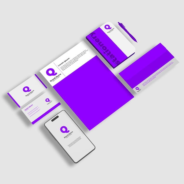 PSD set of stationery with a neat layout