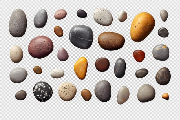 PSD set of stones isolated on transparent background collection stones png generative ai