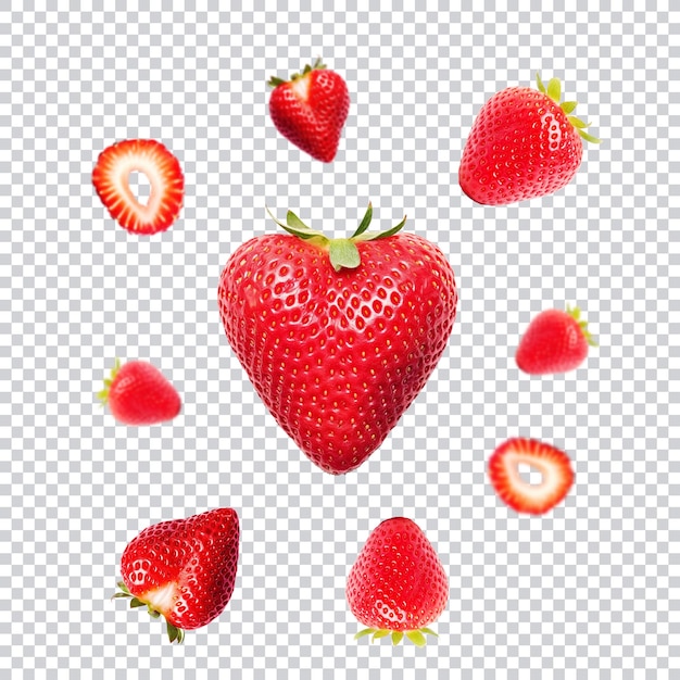 PSD set of strawberry png