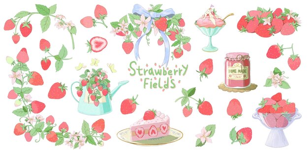 PSD set of strawberry