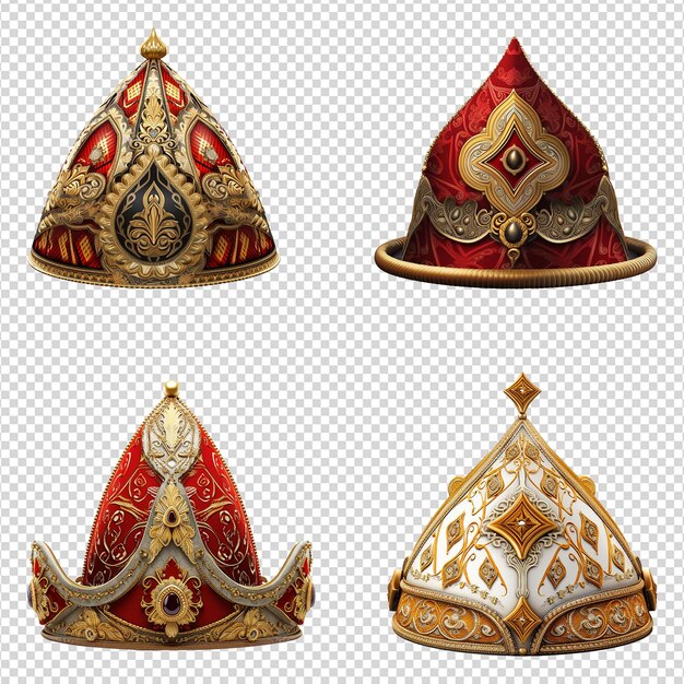 PSD a set of sultan hat isolated on transparent background