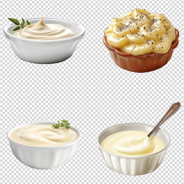 PSD a set of tasty bechamel sauce isolated on transparent background png