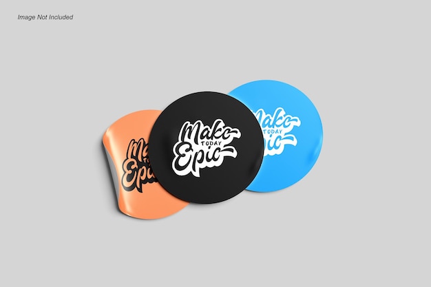 set of three colorful round stickers with make today epic text on them