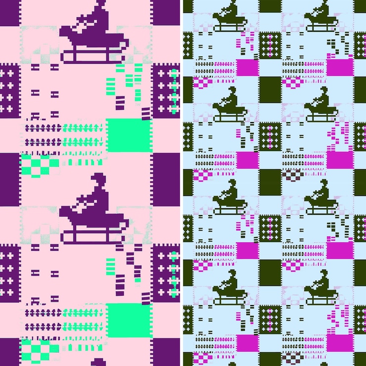 PSD a set of three colorful squares with a snowman on the front