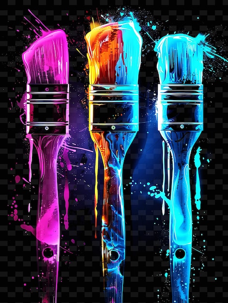 A set of three different colored brushes with different colors and colors