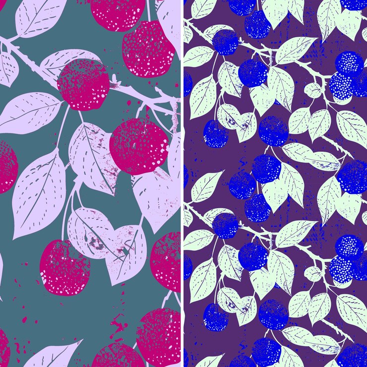 PSD a set of three different colored images with berries and berries