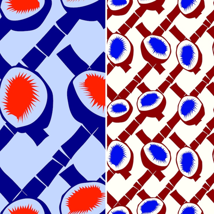 PSD a set of three different patterns with the word quot blue quot on the bottom