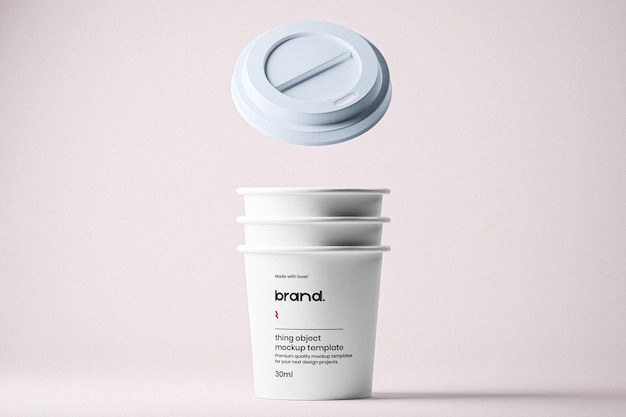 PSD set of three mini coffee cups mockup