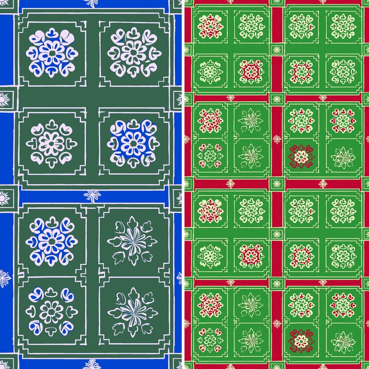 PSD a set of tiles with a green and white pattern