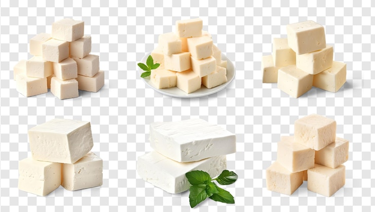PSD set of tofu cubes isolated on transparency background psd