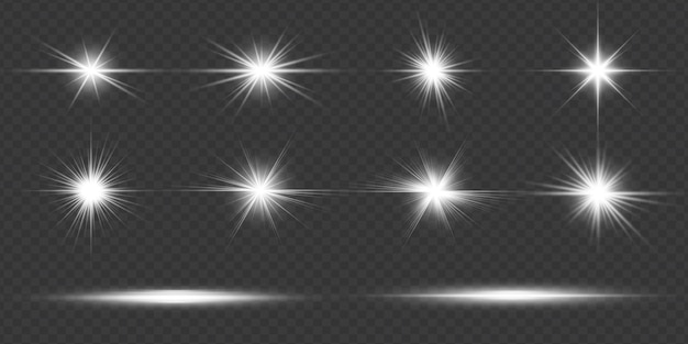 Set of transparent digital lens flares white