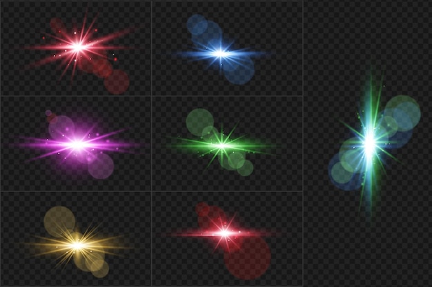 Set of transparent digital lens flares