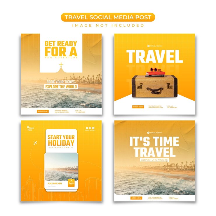 PSD set of travel agency banner template for social media post