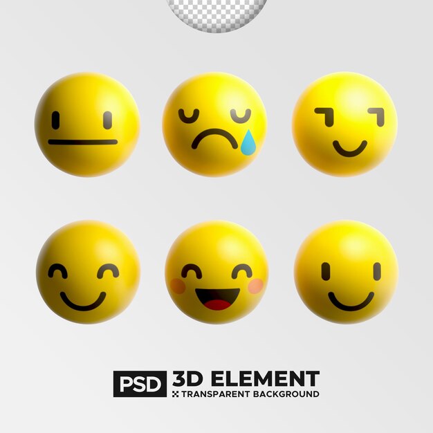 Set van 3D-emoji in ontwerp met verschillende gezichtspunten