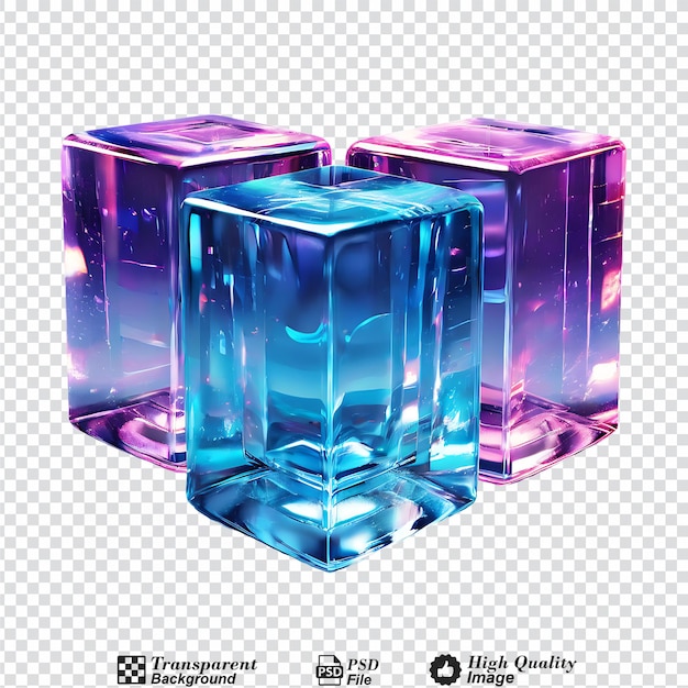 PSD set van 3d kristal glas kubus refractie holografisch effect geïsoleerd op transparante achtergrond