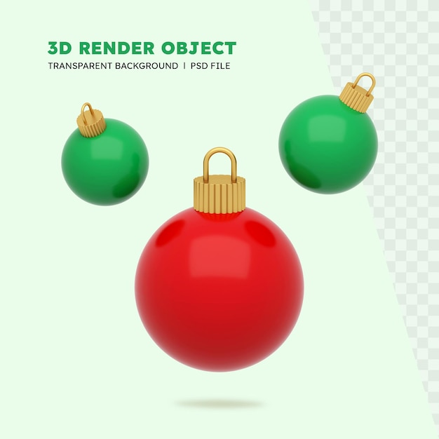 Set van 3D-rendering kerstbal decoratie