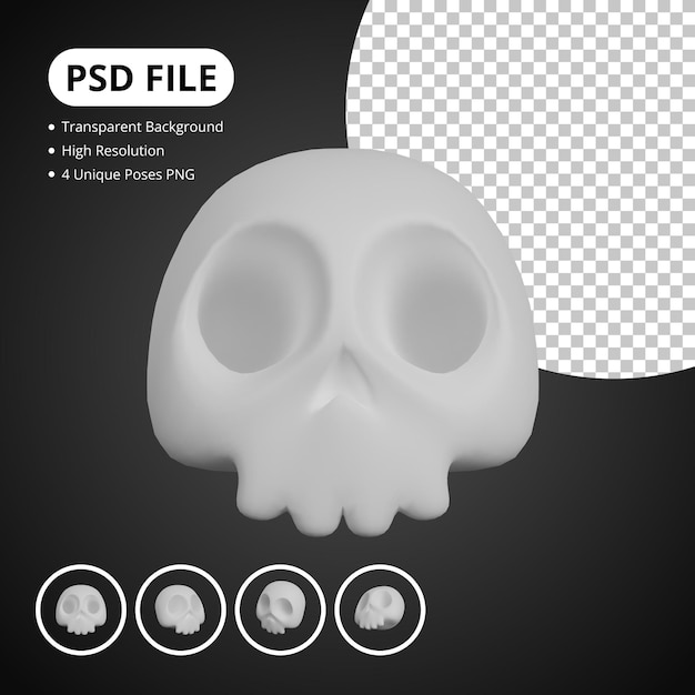 PSD set van 3d-schedel voor halloween 3d-rendering