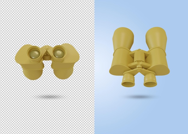 set van 3D-weergave van verrekijker pictogram. psd-bestand