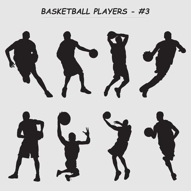 Set van basketballers silhouetten