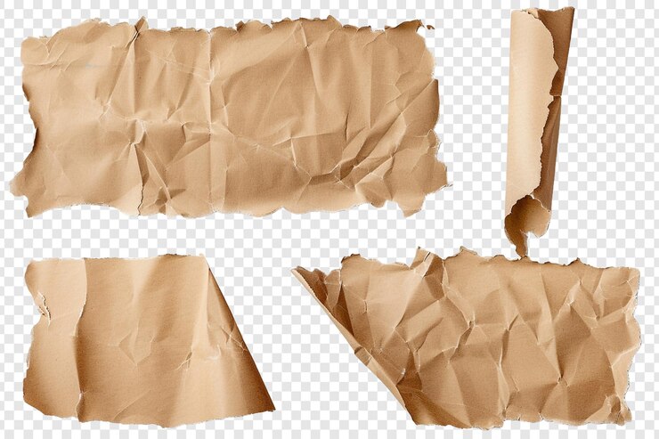 PSD set van bruin papier gescheurd geïsoleerd op doorzichtige achtergrond