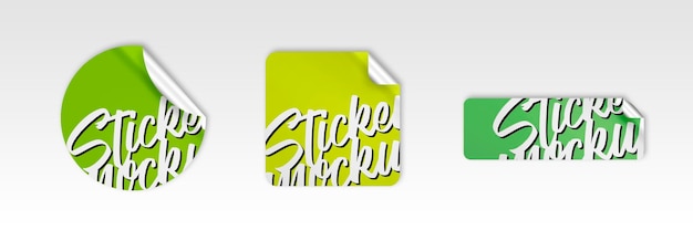 PSD set van drie moderne stickers mockup