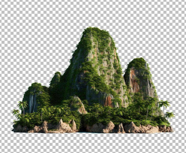 Set van groene bergen geïsoleerd op witte achtergrond Forest bergen collectie 3d illustratie.