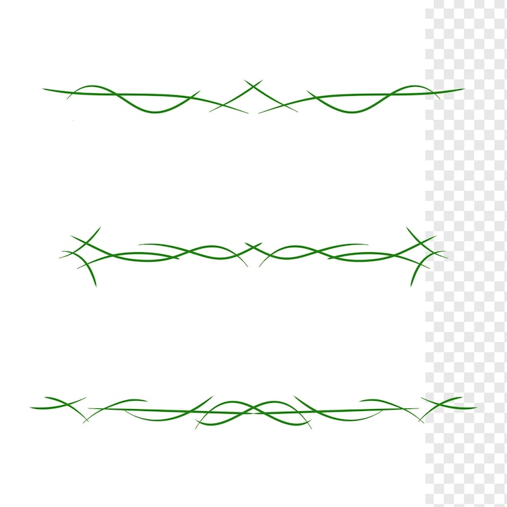 PSD set van groene grenzen lijn decoratie element transparante achtergrond bruiloft uitnodiging element