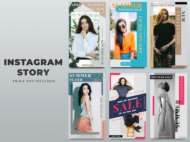 Set van instagram verhalen sjabloon voor digitale marketing
