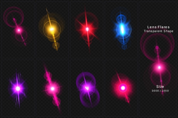 PSD set van kleurrijke transparante lichte lenscollectie