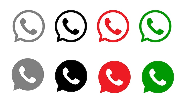 PSD set van kleurvariaties van whatsapp phone icons vector illustratie