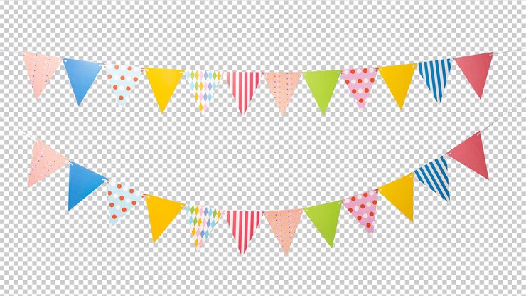 PSD set van paper party vlaggen uitgesneden psd-bestand