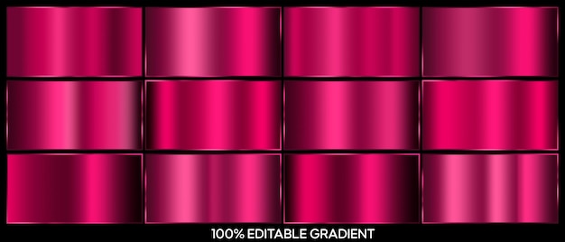 set van roze metalen glanzende gradiënten gradiënt psd Roze metalen textuur