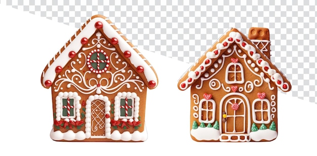 Set van schattig huiskoekje, peperkoekhuis en kerstsuikerkoekje