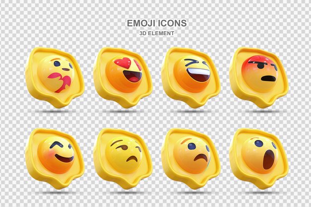 PSD set van social media reactie 3d emoticon