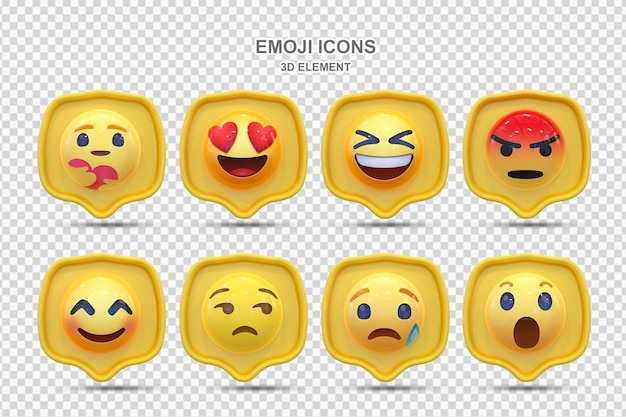 PSD set van social media reactie 3d emoticon